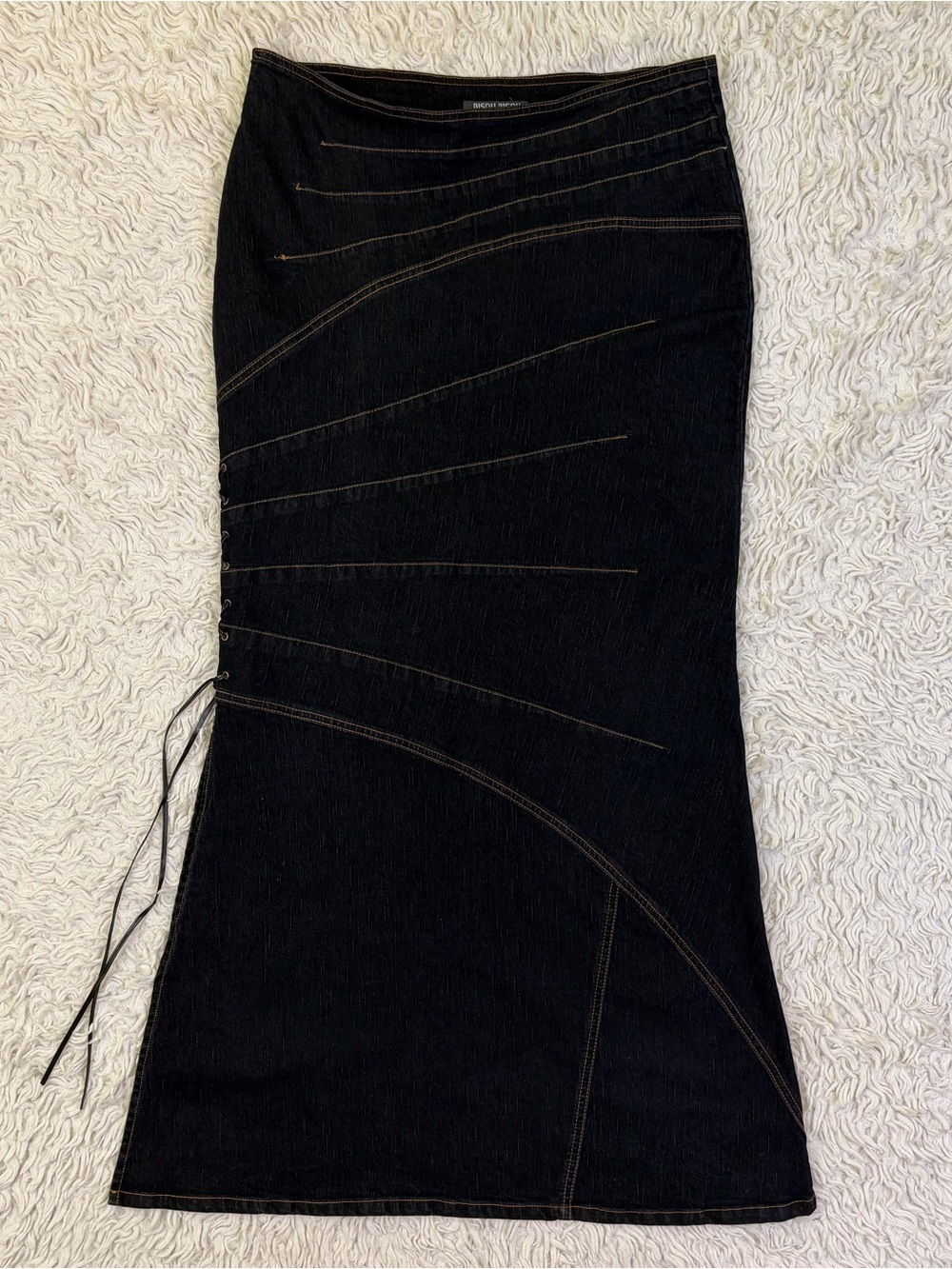 Vintage Y2K 90s Bisou Bisou Mermaid Denim Maxi Skirt